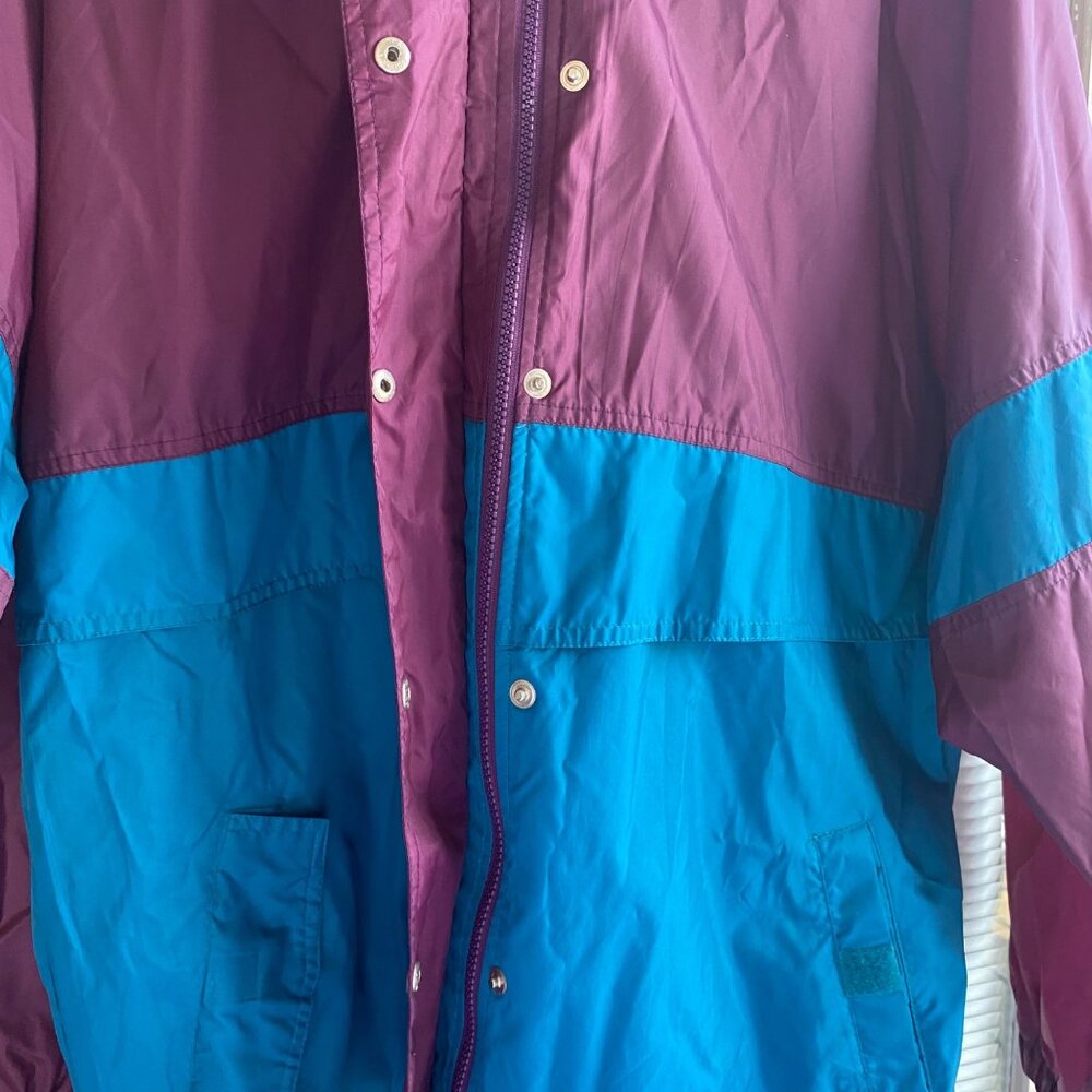 Vintage 90s Golfsmith Golf Nylon Men Windbreaker Jacket Purple Teal Green Vented - Picture 11 of 15